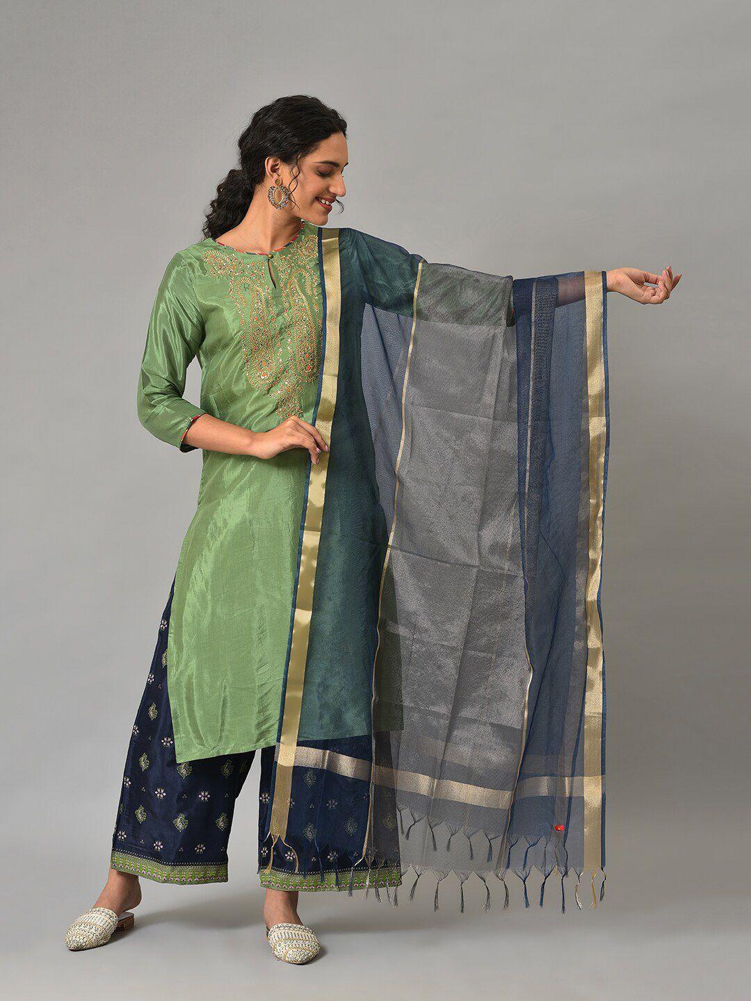 w woven design dupatta with zari