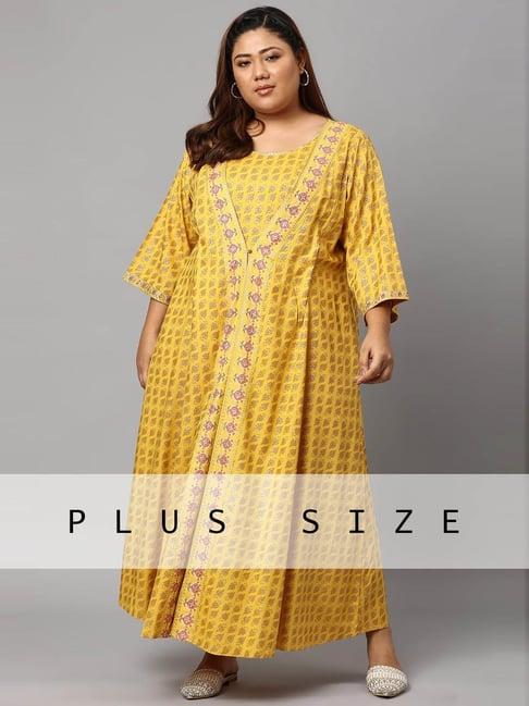w yellow floral print a-line jumpsuit