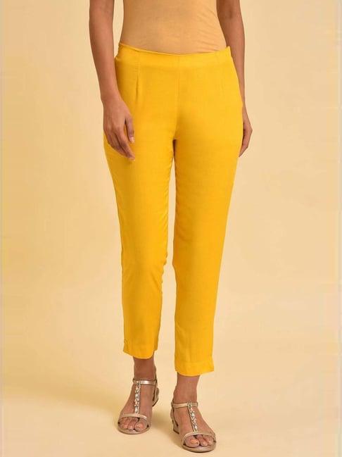 w yellow slim fit slim pants