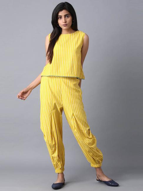 w yellow striped top & pant set