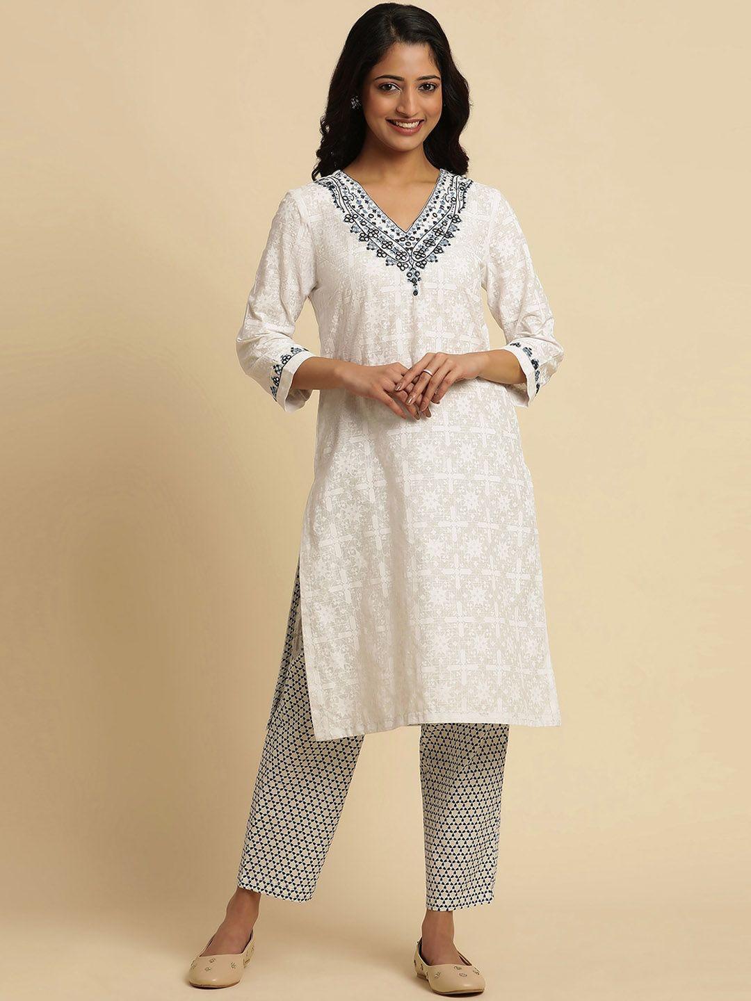 w yoke design regular sleeves chikankari kaftan kurta