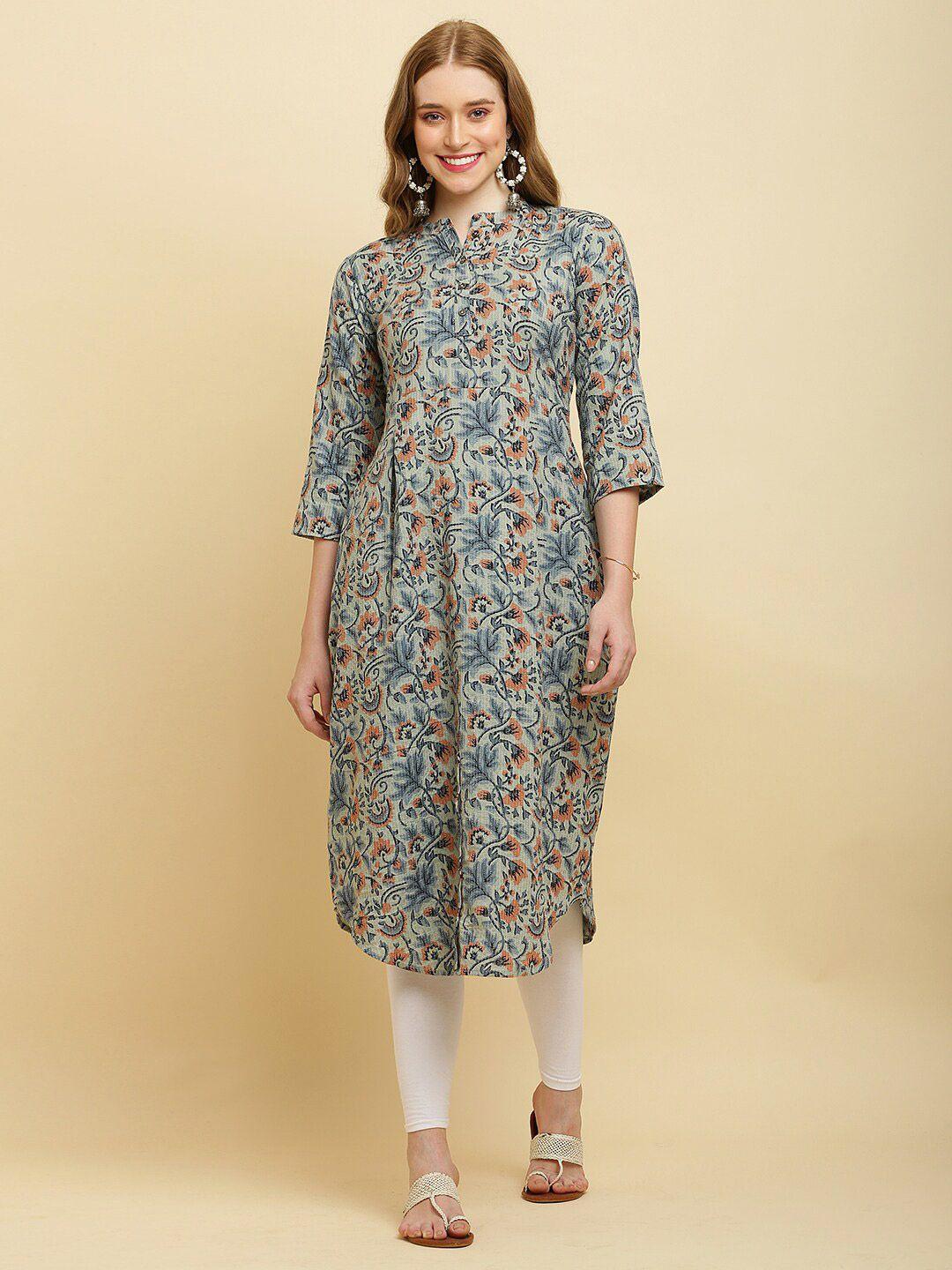 waahiba floral printed a line kurta