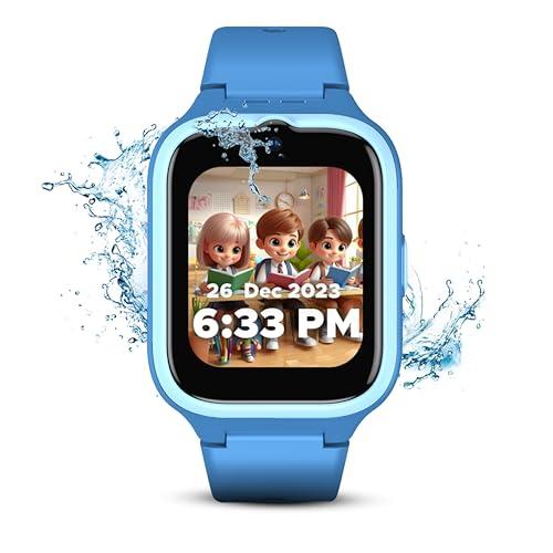 wachme 4g kids safety smart watch phone ‘gold license’, madeinindia, upgradable features, no ads, phone & video call, ip68, real-time tracking, accurate location gps/wifi/lbs, edtech, ai, wm4ga1(blue)