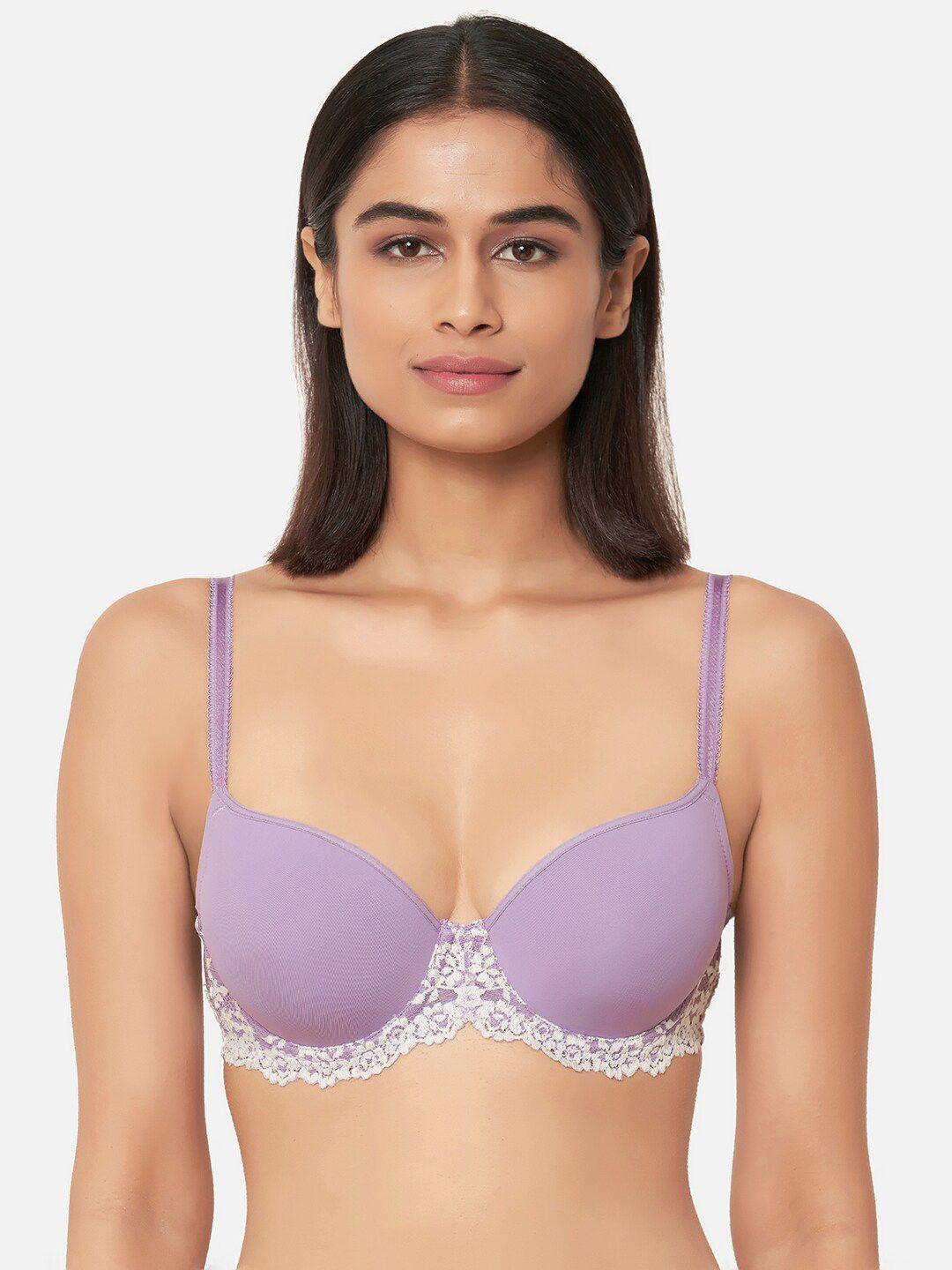 wacoal lavender & white floral bra underwired lightly padded
