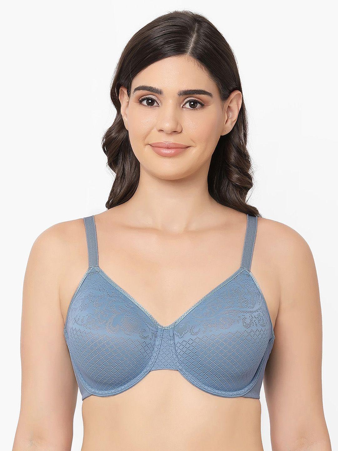 wacoal blue geometric underwired non padded bra