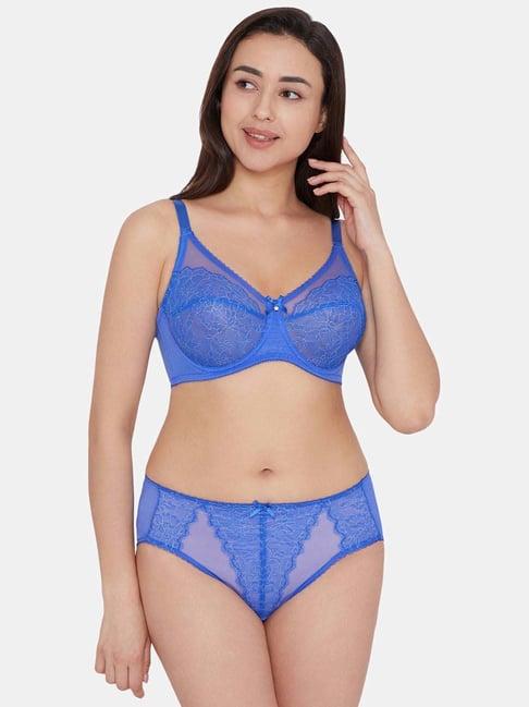 wacoal blue lace work hi-cut panty