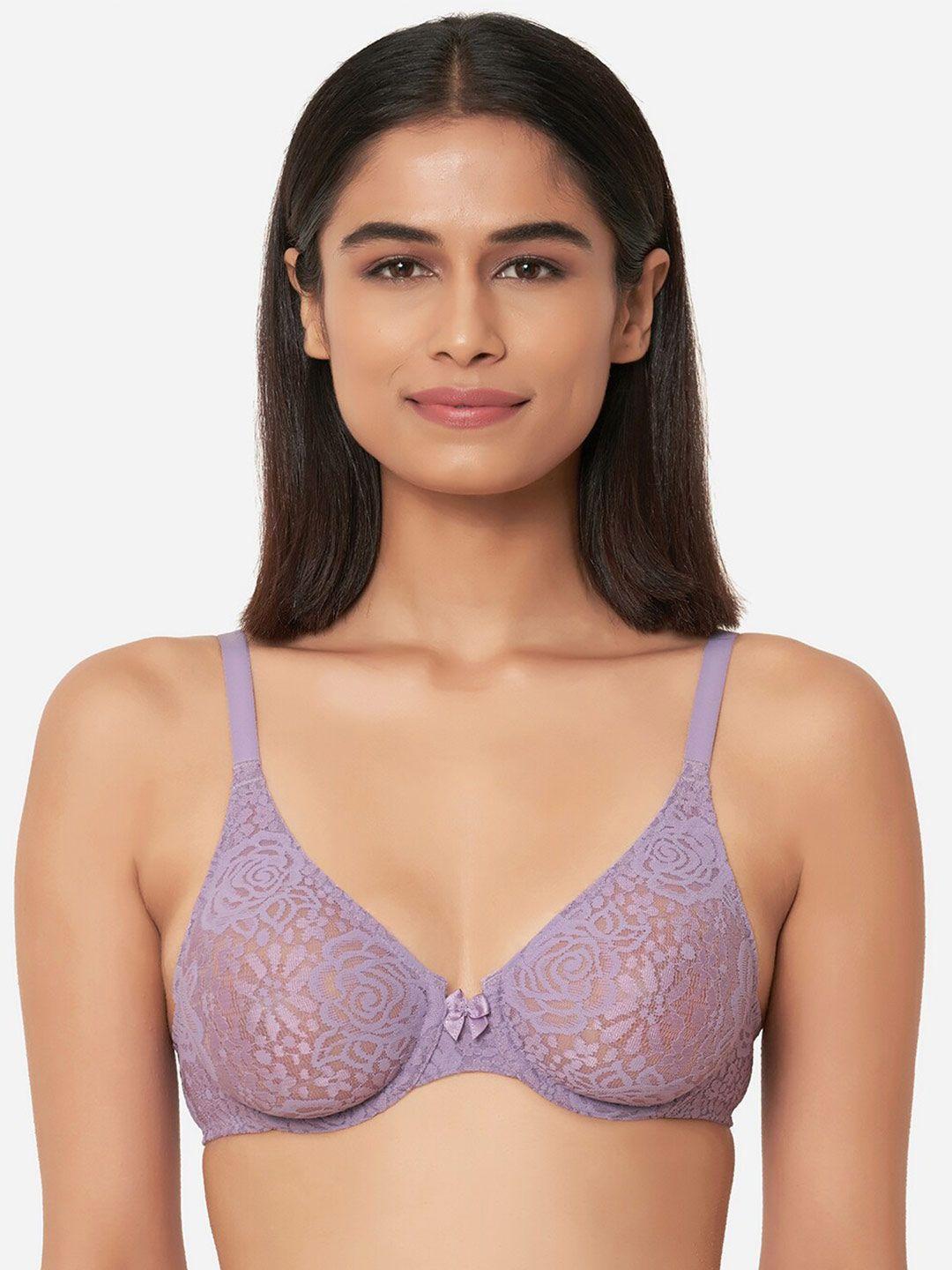 wacoal lavender floral halo lace bra underwired