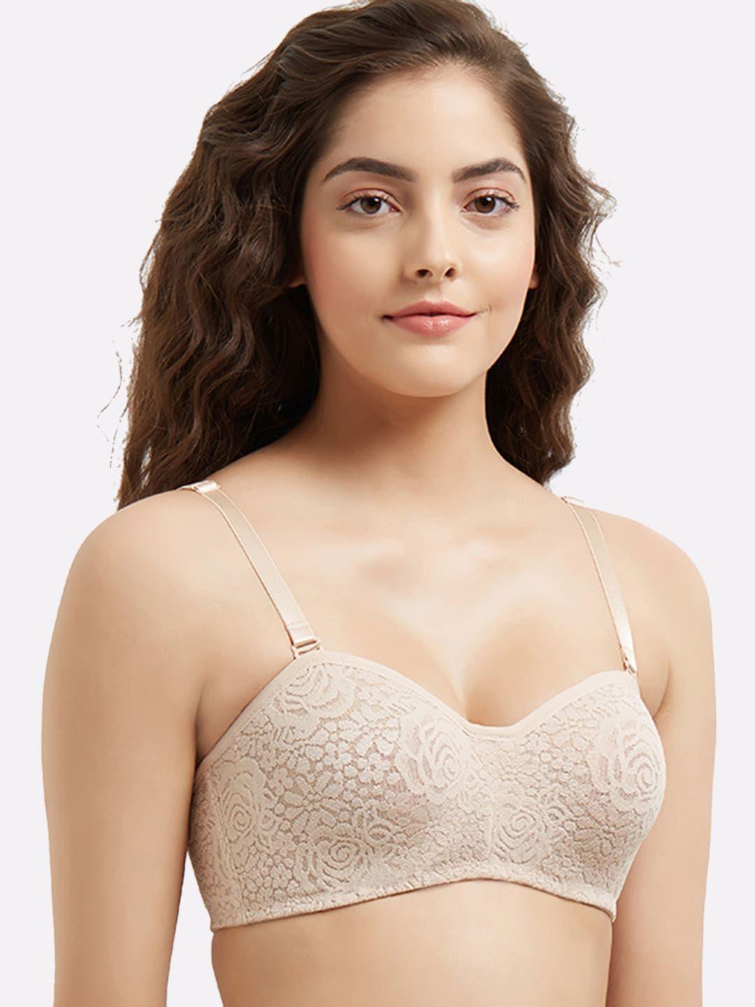 wacoal nude-coloured floral underwired bra