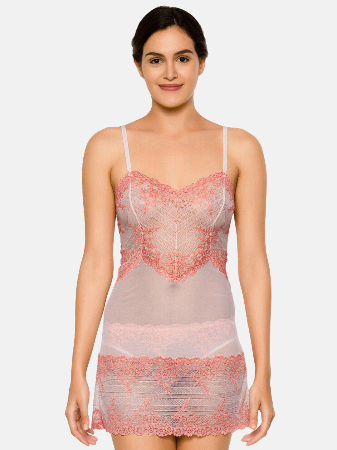 wacoal pink embrace lace baby doll