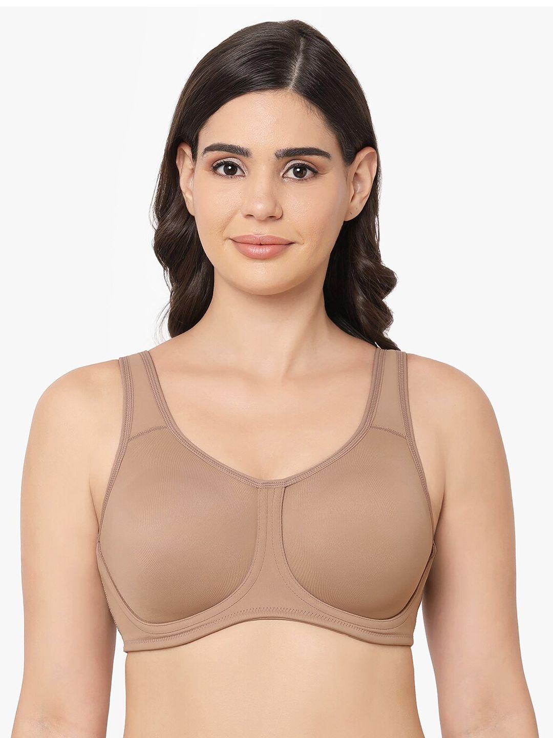 wacoal women brown non padded under wired high support sports bra