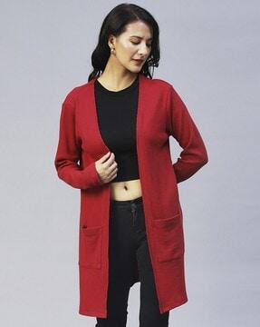 waffle-knit shrug with slip pockets