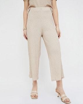 waffle-knit straight fit pants