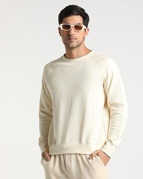 waffle-knit sweatshirt with raglan sleeves