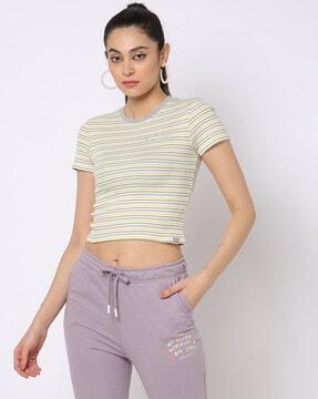 waffle striped round-neck t-shirt