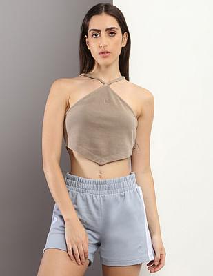 waffle texture halter neck top