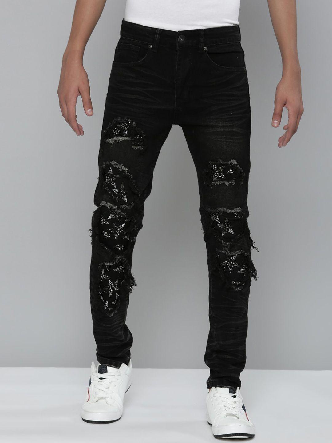 waimea boys black hollywood skinny fit highly distressed stretchable jeans