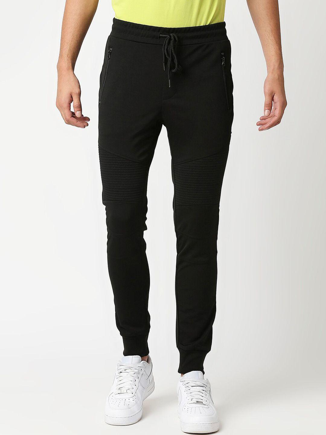 waimea men black solid mid-rise joggers