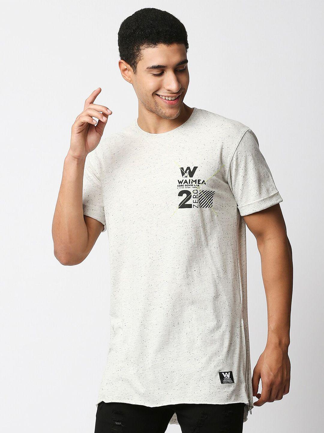 waimea men grey & black typhography print applique t-shirt