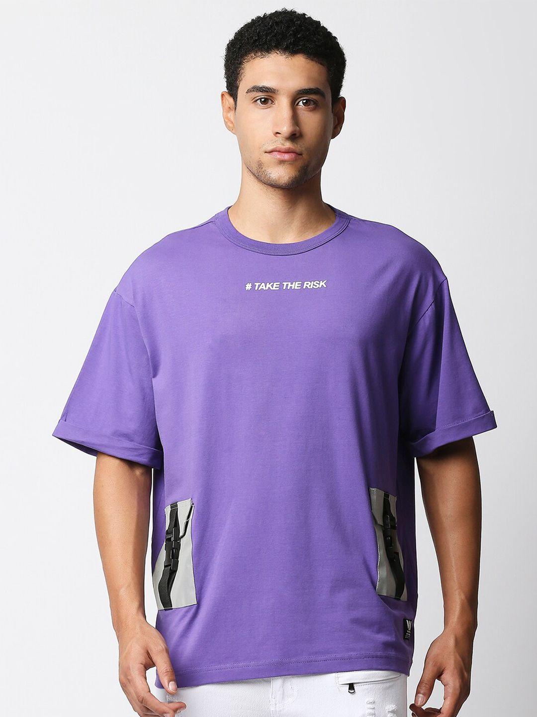 waimea men purple typography printed boxy t-shirt