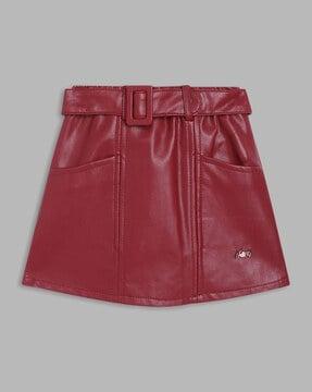 waist belted a-line skirt
