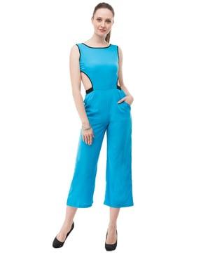 waist cut-out sleeveless jumpsuit