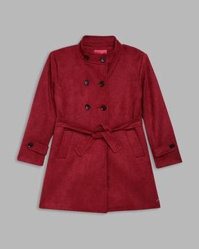 waist tie-up peacoat with welt pockets