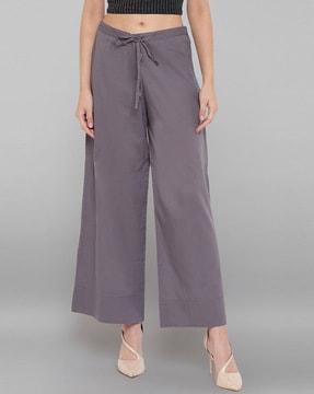waist tie-up relaxed fit palazzos