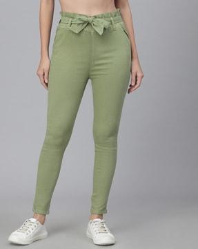 waist tie-up trousers with insert pockets