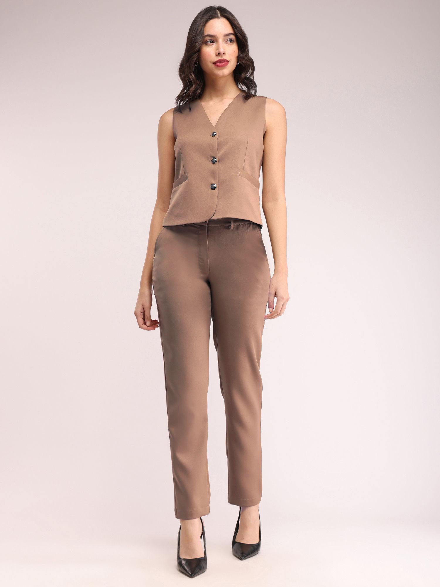 waistcoat and trousers co-ord - brown (set of 2)