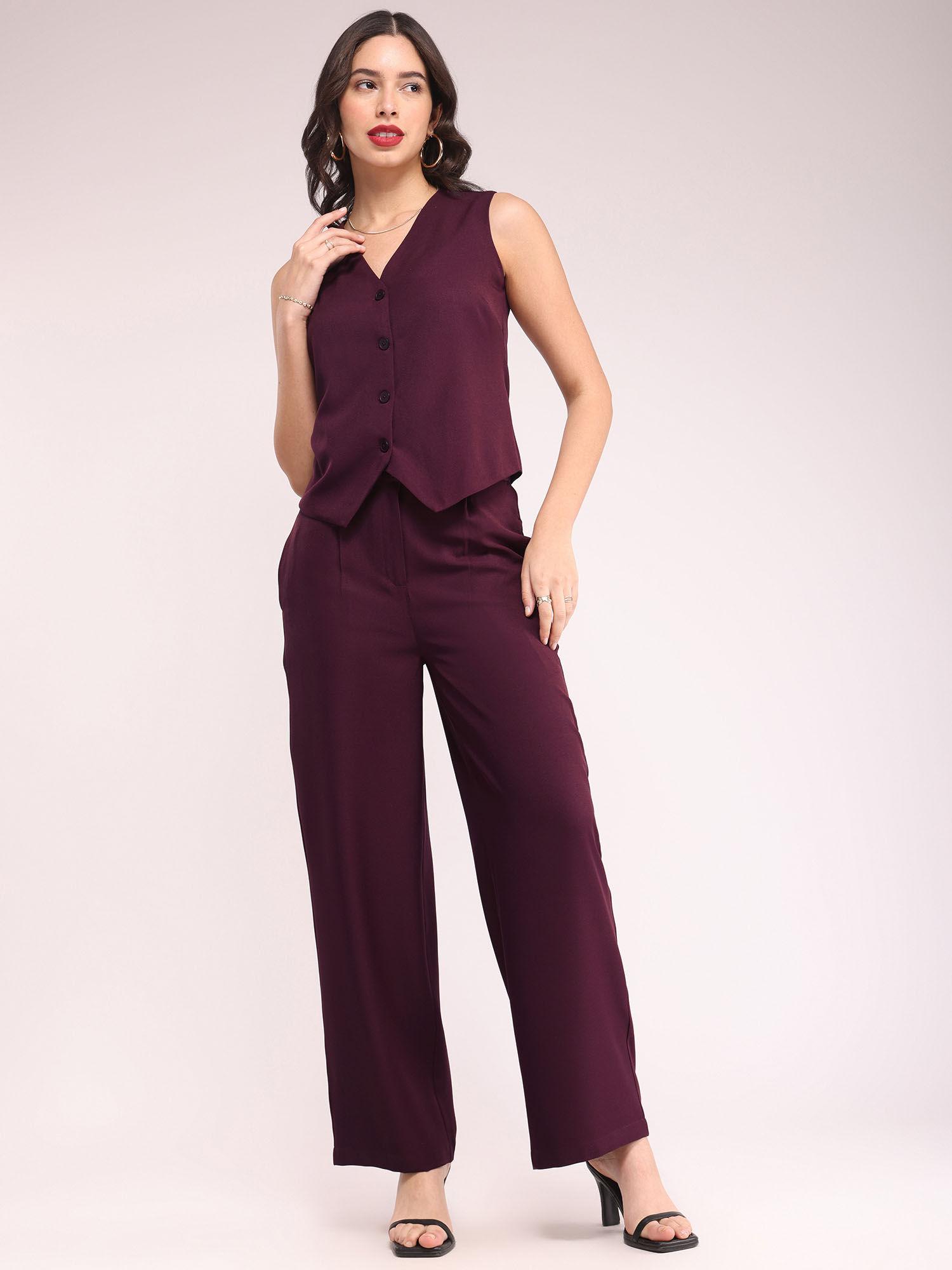 waistcoat and trousers co-ord - wine (set of 2)