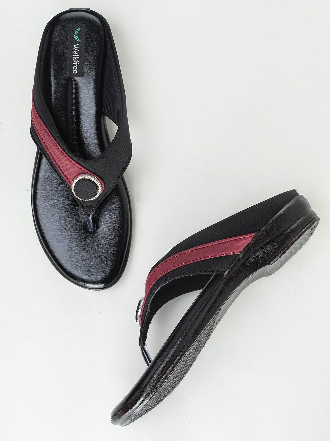 walkfree colourblocked embellished t-strap flats