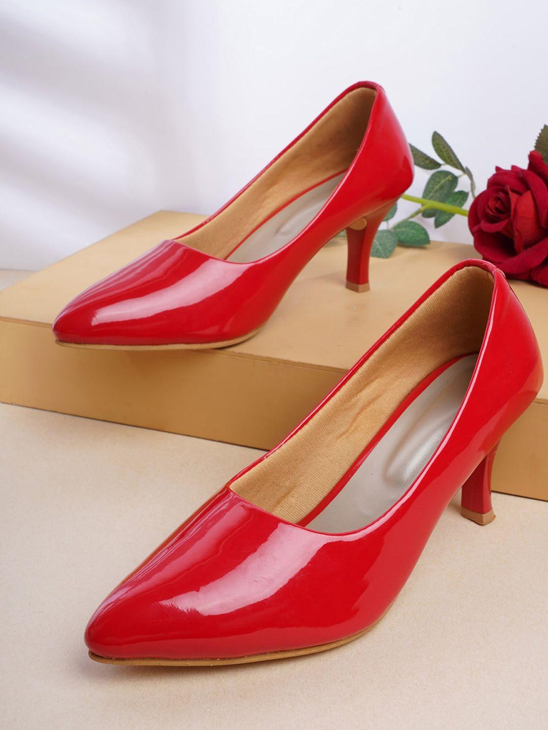 walkfree red embellished kitten pumps