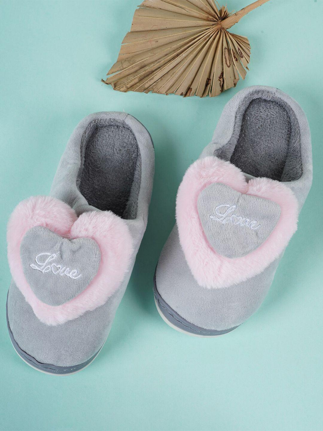 walkfree women grey & pink room slippers