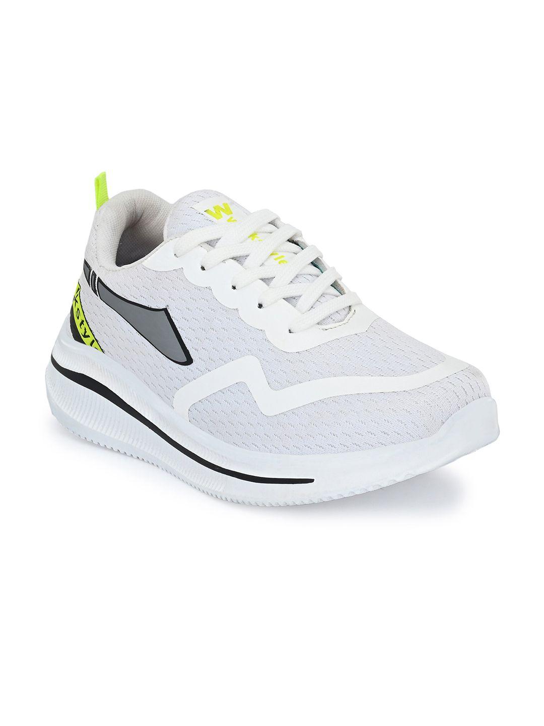 walkstyle by el paso men white lace-up mesh running sports shoes