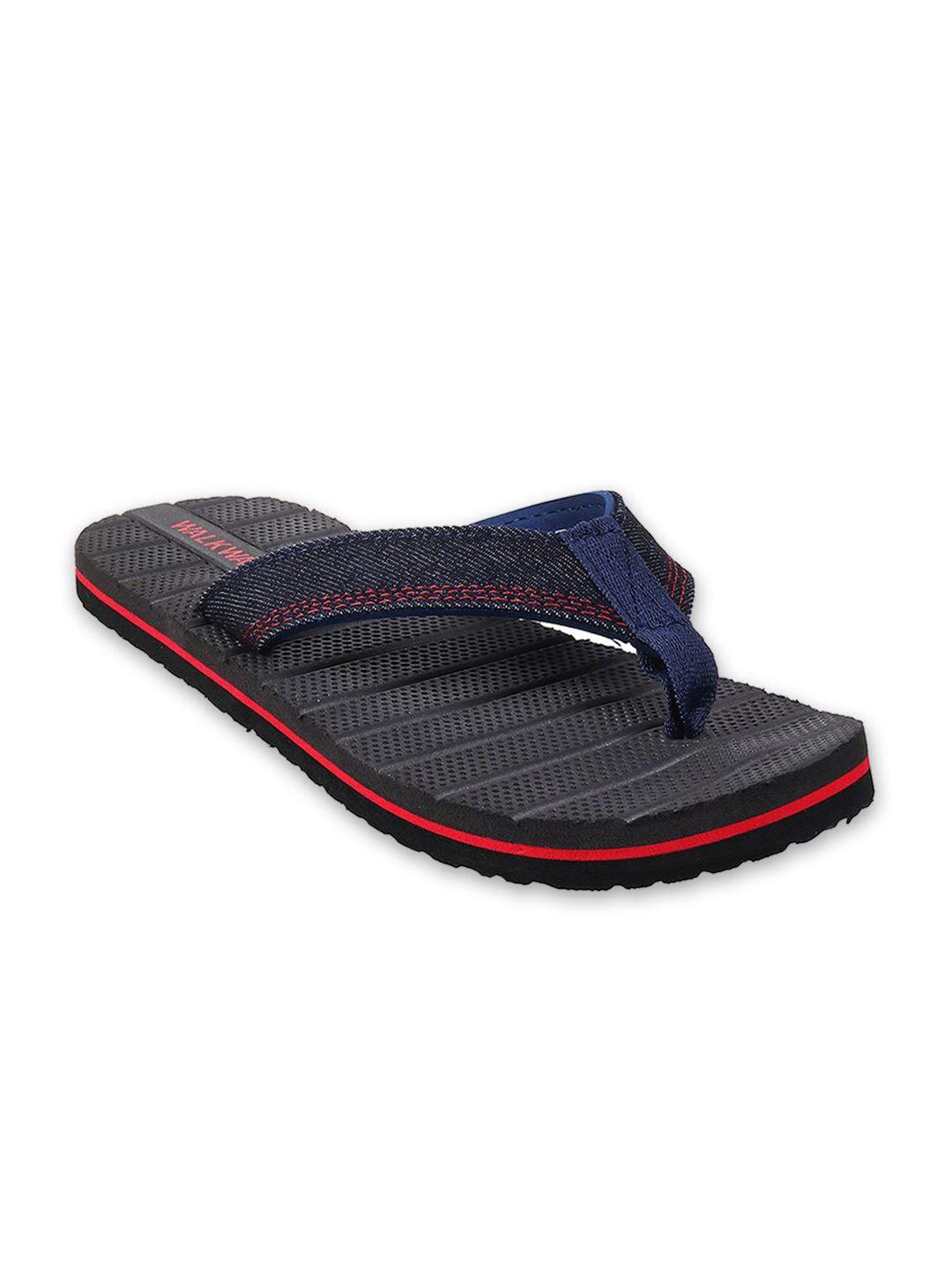 walkway by metro men charcoal & red solid synthetic thong flip-flops