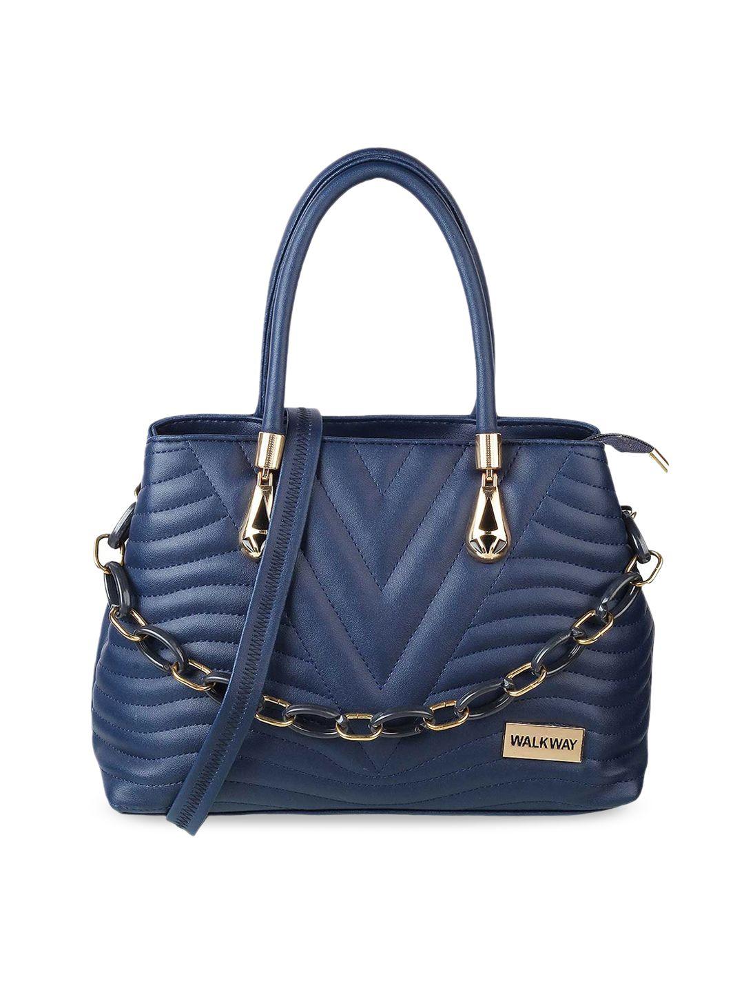 walkway by metro navy blue quilted structured handheld bag
