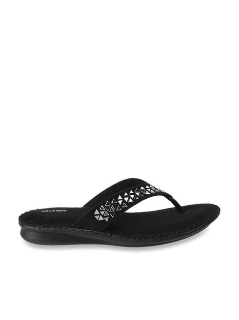 walkway women's black thong sandals