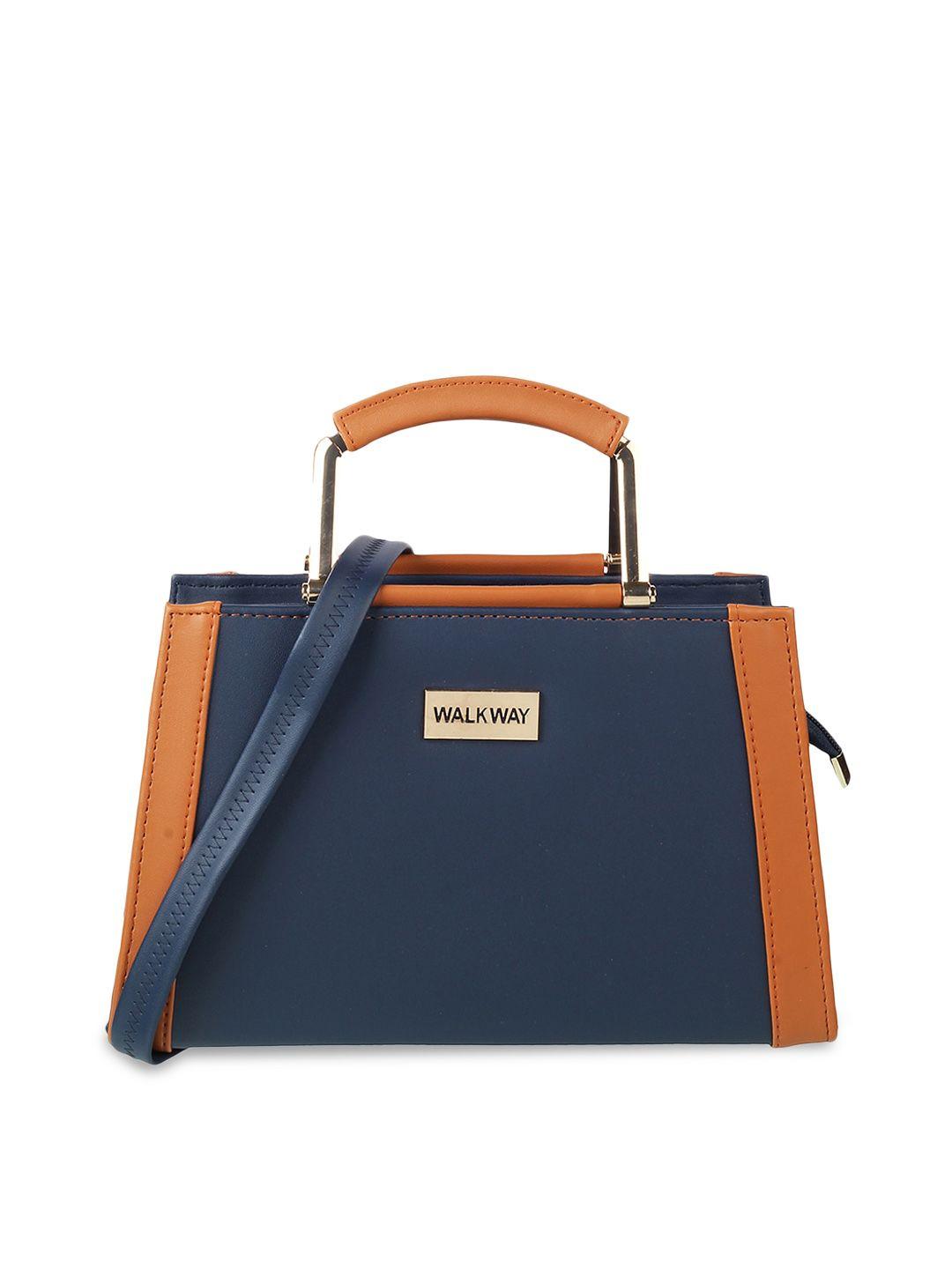 walkway by metro blue colourblocked structured handheld bag