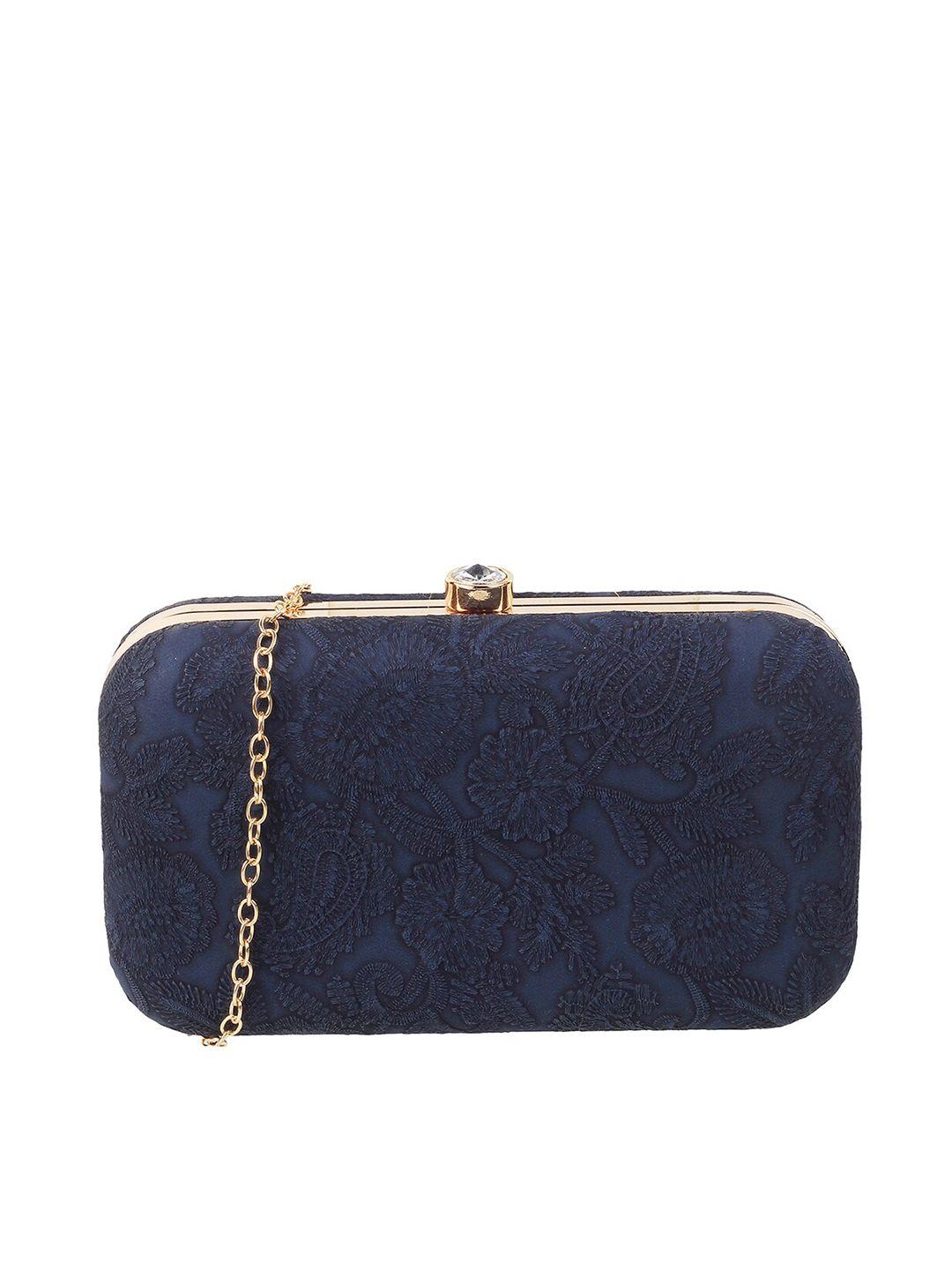 walkway by metro blue embroidered box clutch