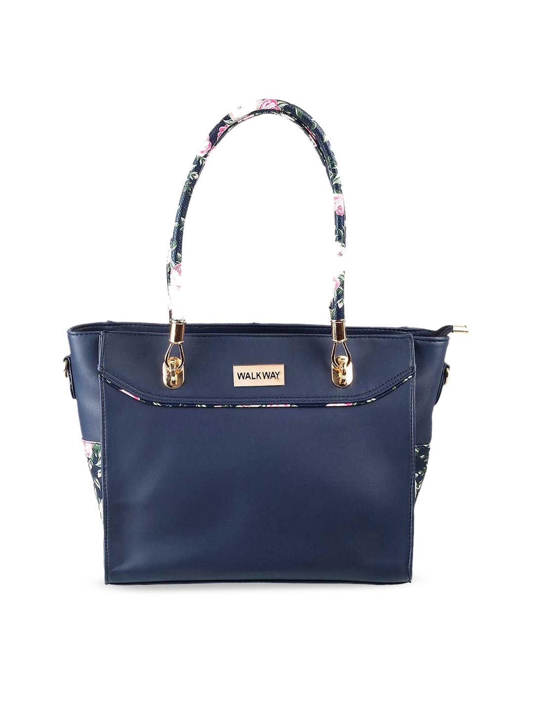walkway by metro blue solid structured shoulder bag