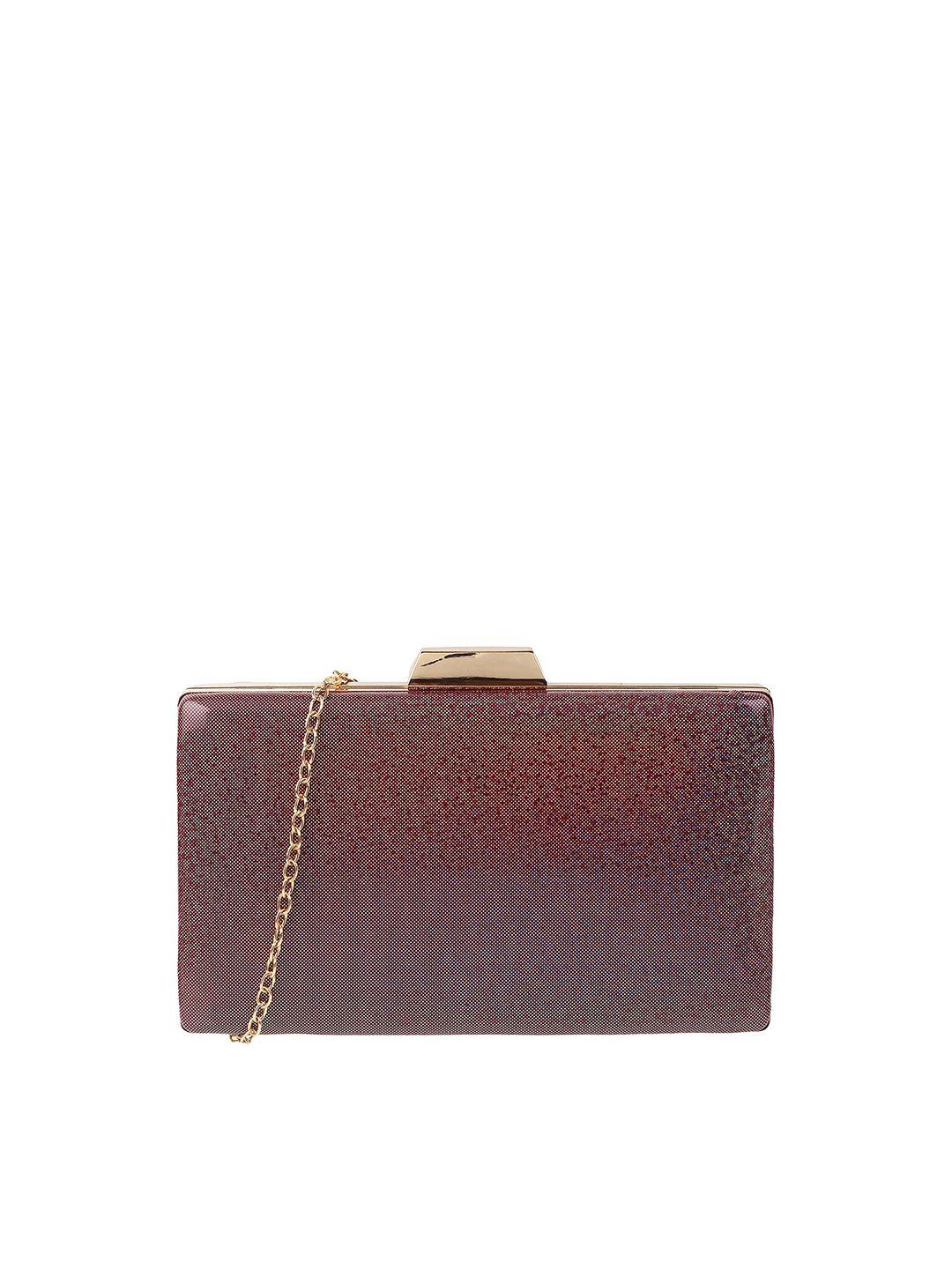 walkway by metro maroon & gold-toned textured box clutch