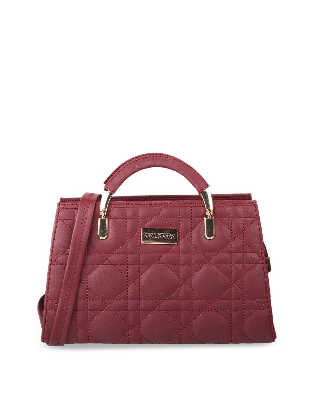 walkway by metro maroon structured handheld bag with quilted