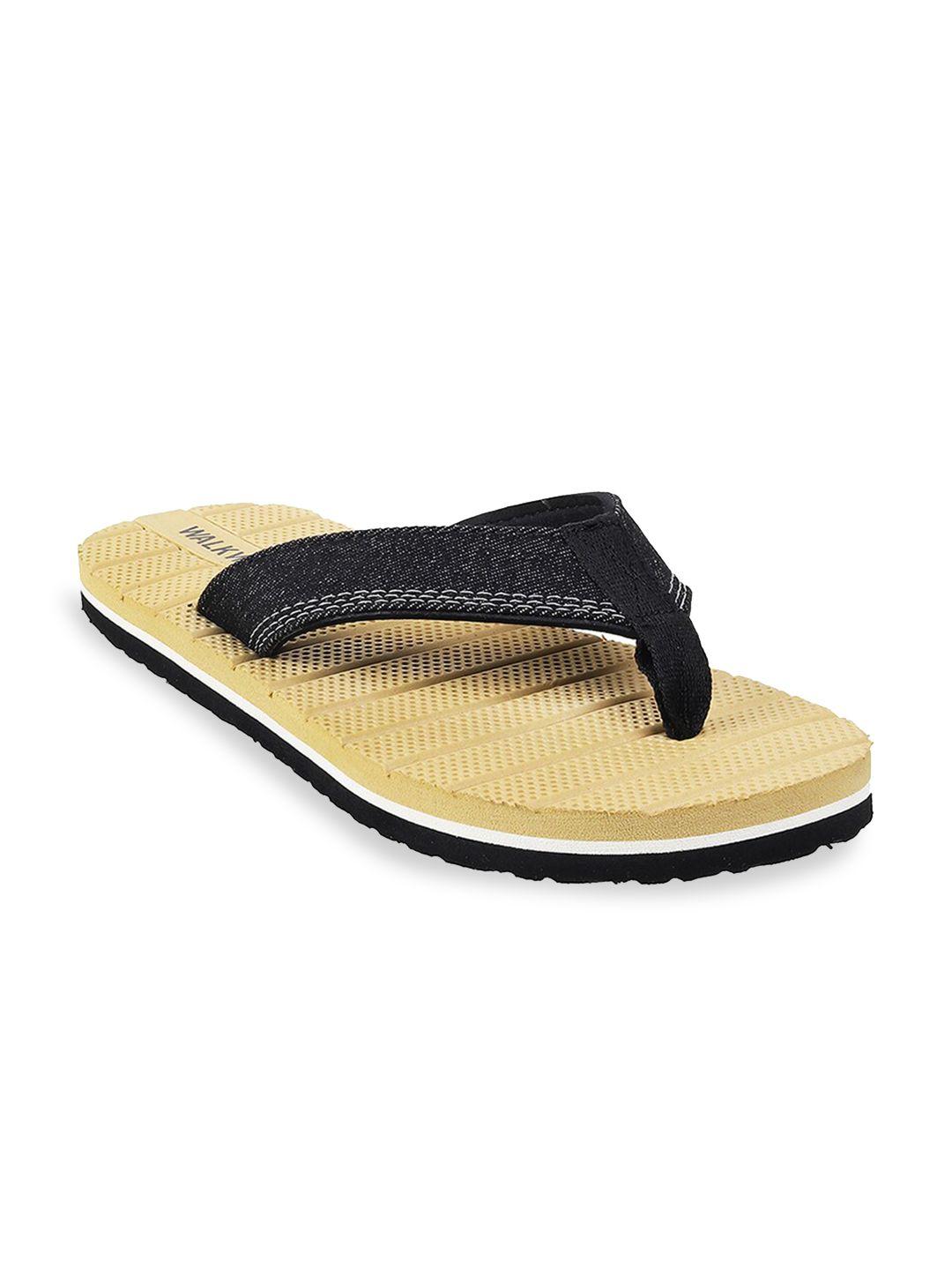 walkway by metro men beige & black synthetic thong flip-flops