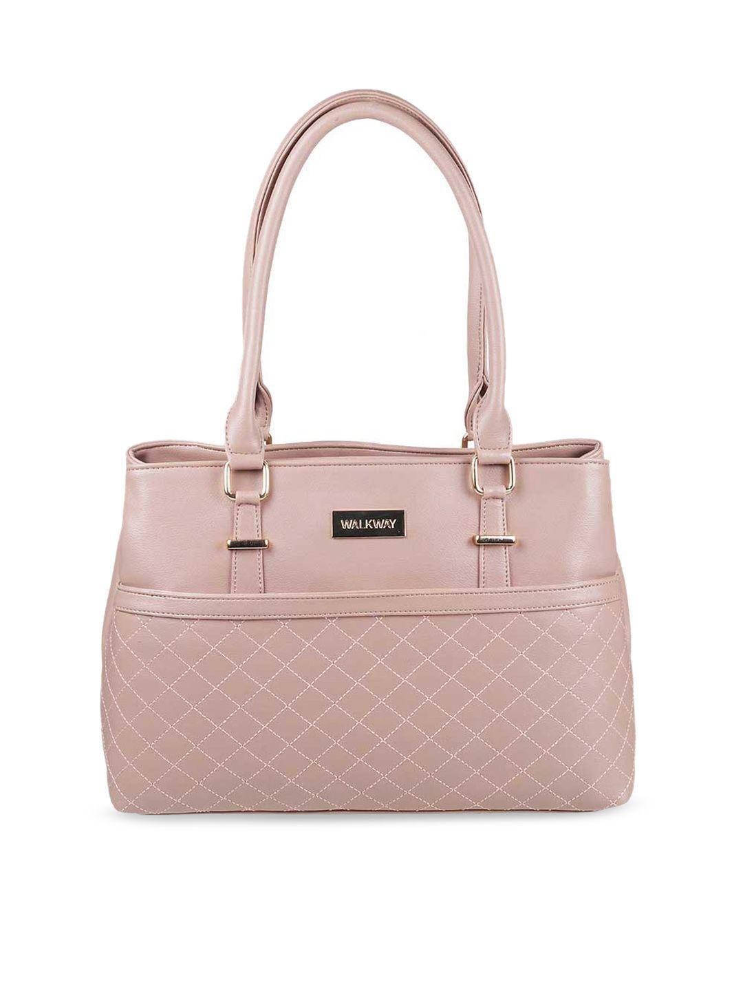 walkway by metro peach-coloured structured shoulder bag with quilted