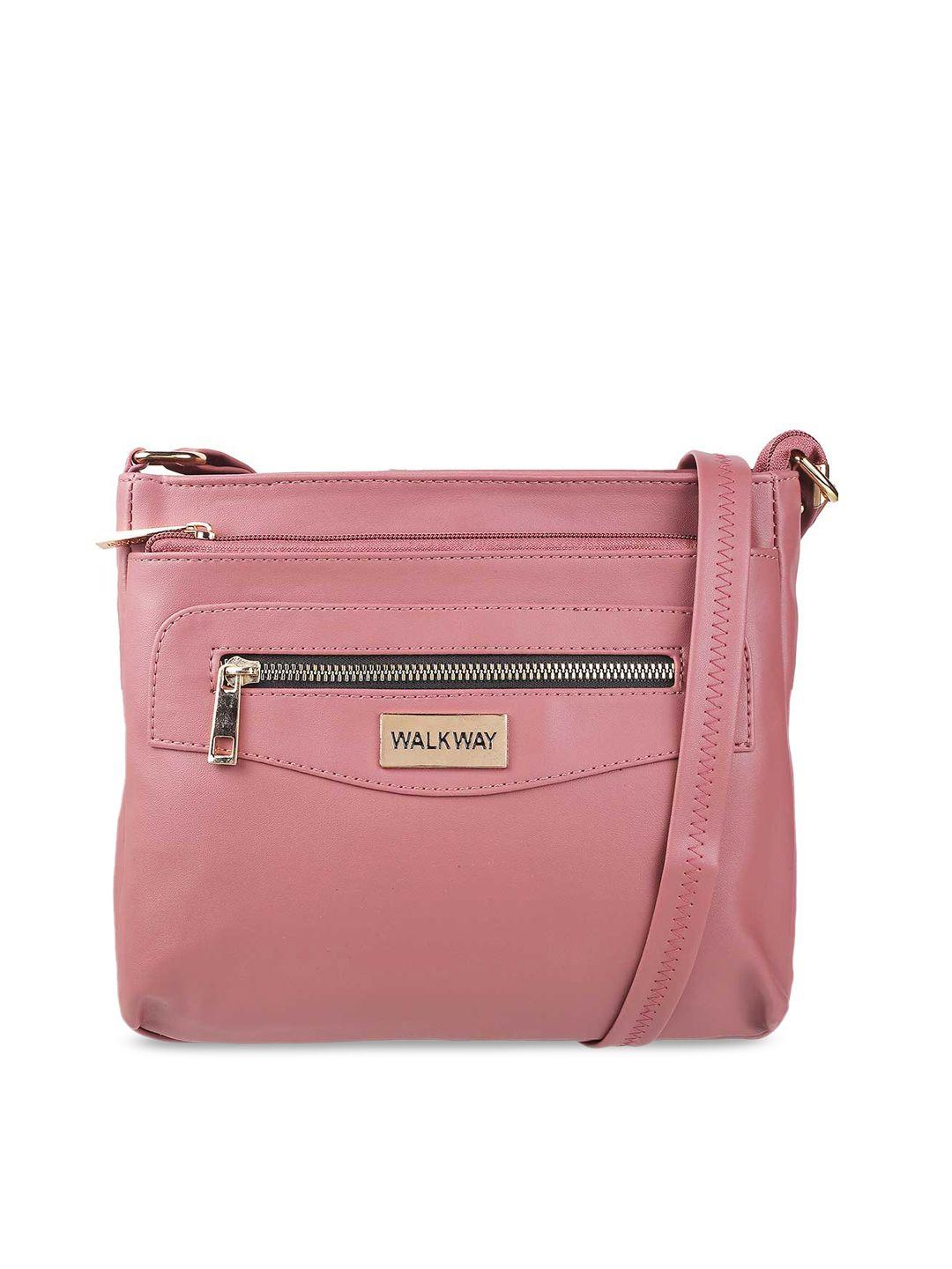 walkway by metro peach-coloured swagger sling bag