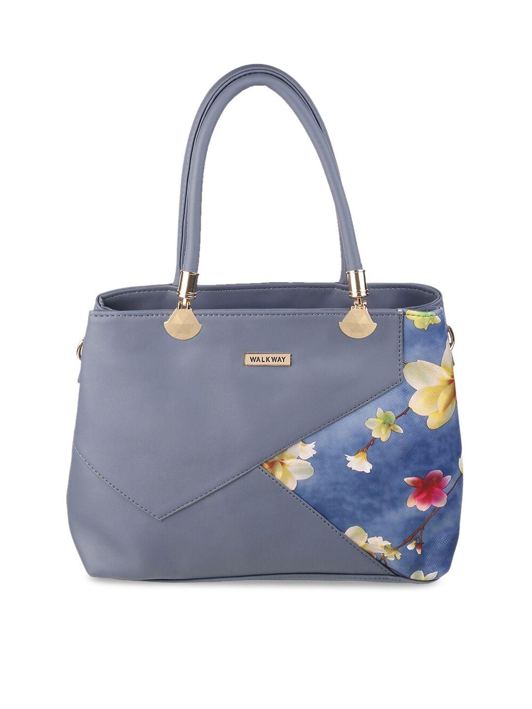 walkway by metro women blue floral printed structured handheld bag