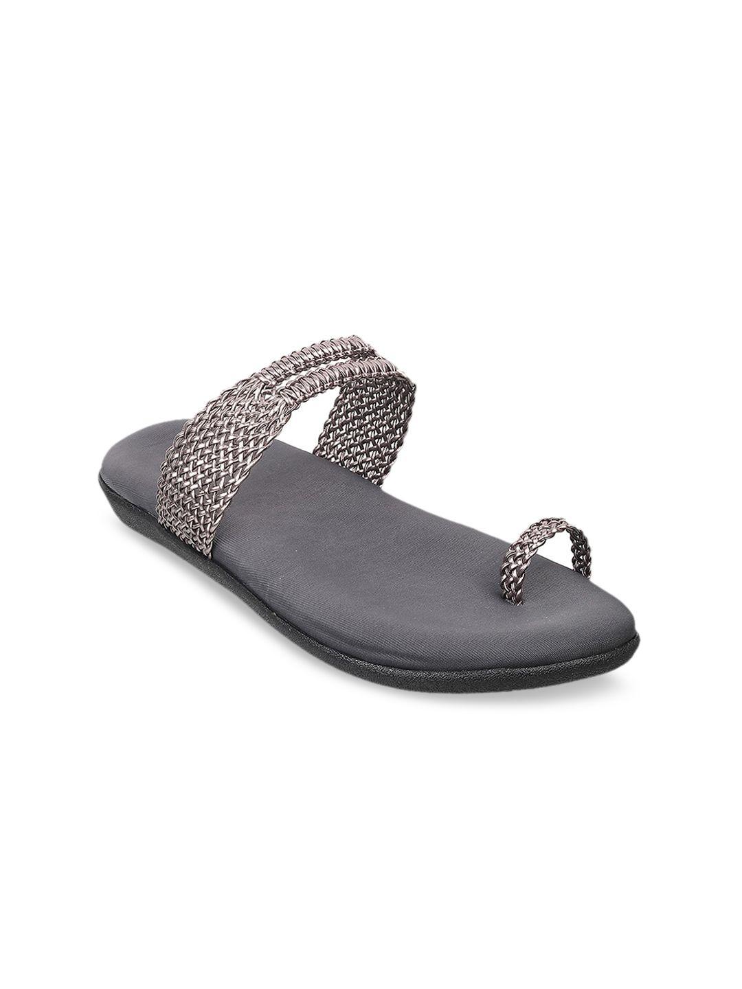 walkway by metro women grey textured one toe flats