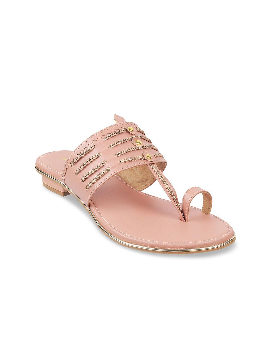 walkway by metro women peach-coloured textured one toe flats