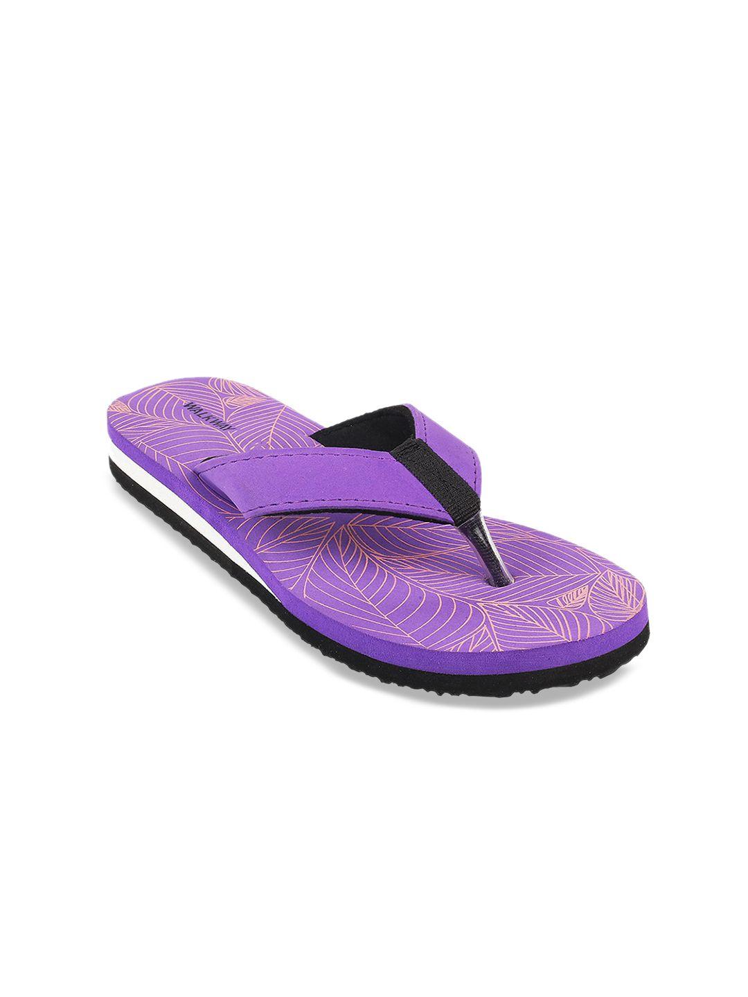 walkway by metro women purple printed t-strap flats