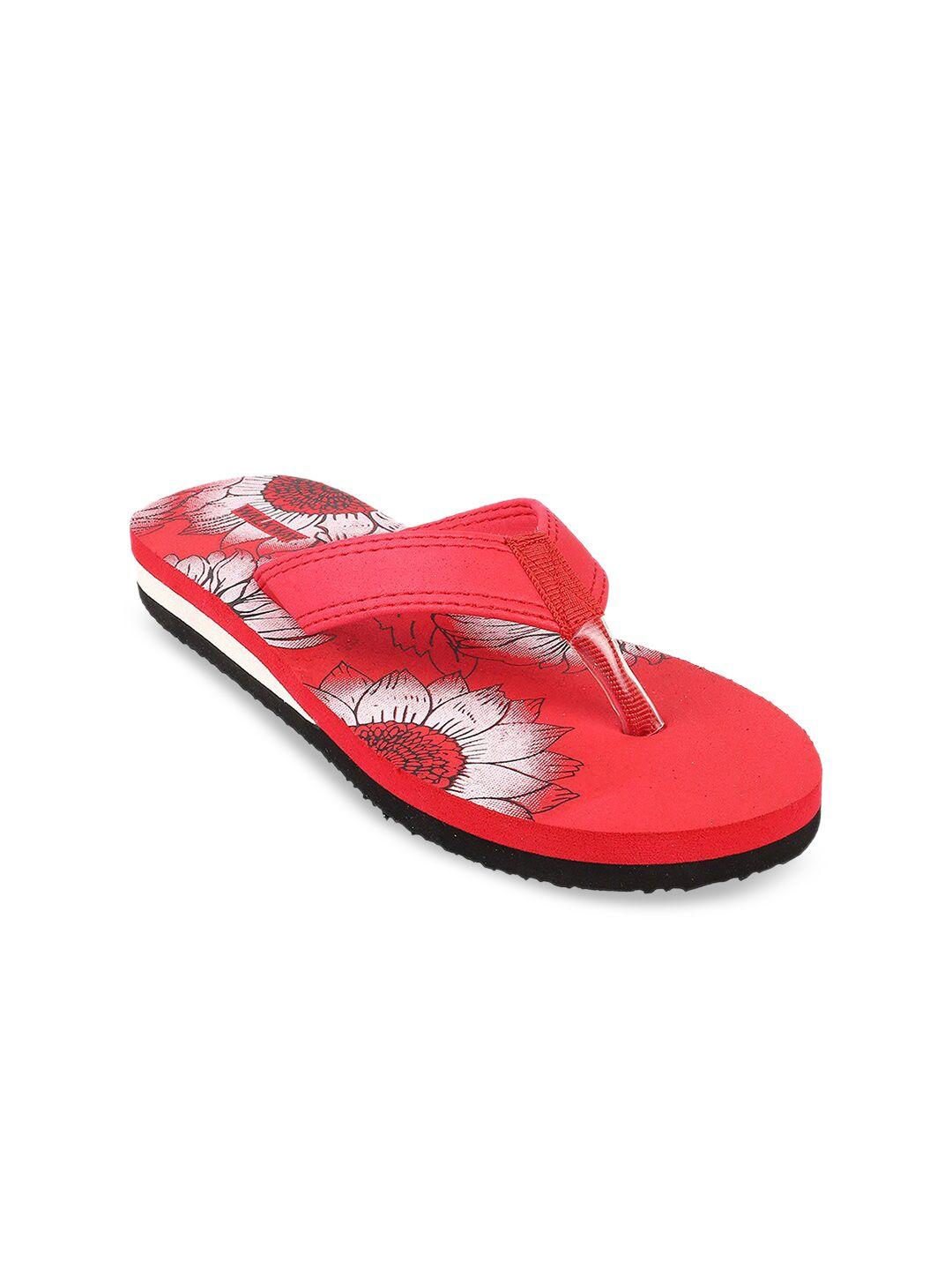 walkway by metro women red printed t-strap flats